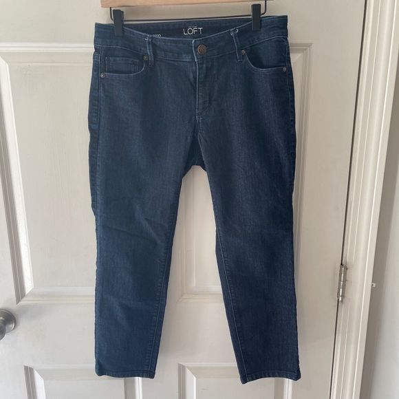 Ann Taylor LOFT Modern Crop Jeans Dark Blue Wash Denim Pants Women Waist Size 31 - Picture 12 of 12